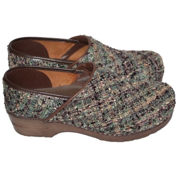 Sanita Green Woven Tweed Tilly Closed Professional Danish Clog - Picture 4 of 12